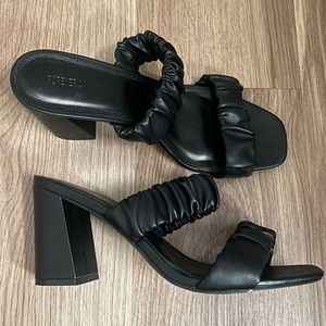 Forever 21 Black Braided Faux Leather Heels
